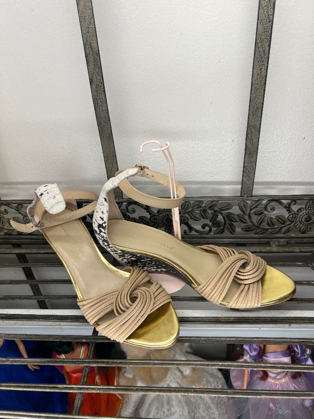 Loeffler Randall Anya Snake print wedge sandals black/cream/white Size 7